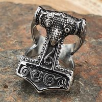Thors Hammer Ring "ZERMALMER" aus Edelstahl