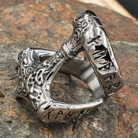 Thors Hammer Ring mit nordischen Runen aus Edelstahl 70 (22,3) / 13 US
