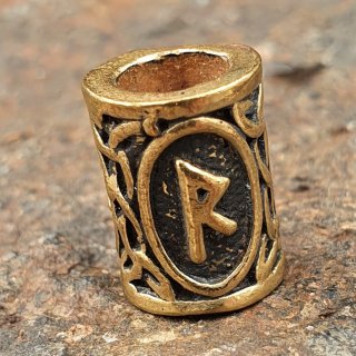 Futhark Bartperle Rune "RAIDHO" aus Bronze
