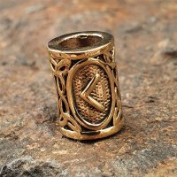 Futhark Bartperle Rune "KENAZ" aus Bronze