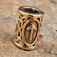 Futhark Bartperle Rune "TIWAZ" aus Bronze