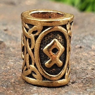 Futhark Bartperle Rune "OTHALA" aus Bronze