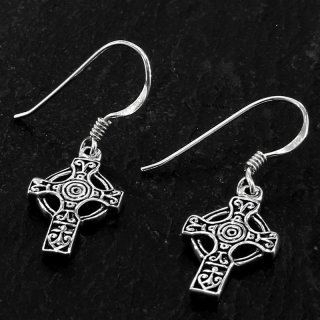 Keltisches Kreuz Ohranhänger "DRIFA" aus 925er Sterling Silber