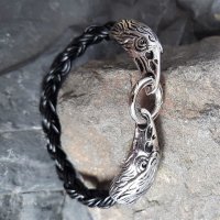 Leder/Edelstahl Armband mit den Raben Odins