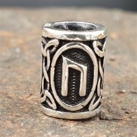 Futhark Bartperle Rune "URUZ" aus 925er Sterling Silber