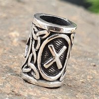 Futhark Bartperle Rune "GEBO" aus 925er Sterling Silber