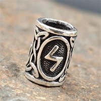 Futhark Bartperle Rune &quot;SOWILO&quot; aus 925er Sterling Silber