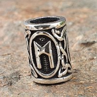 Futhark Bartperle Rune "MANNAZ" aus 925er Sterling Silber