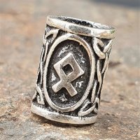 Futhark Bartperle Rune "OTHALA" aus 925er Sterling Silber