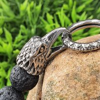 Lava Kugelarmband mit Rabenköpfe aus Edelstahl