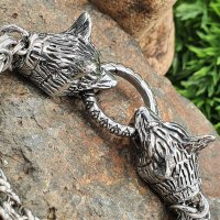 Wikinger Königsarmband mit Wolfsköpfe aus Edelstahl