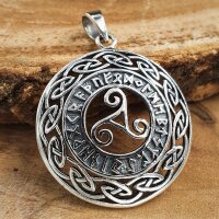 Triskele Anhänger mit Futhark Runen aus 925 Sterling...