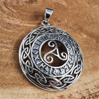 Triskele Anh&auml;nger mit Futhark Runen aus 925 Sterling Silber