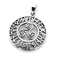 Triskele Anhänger mit Futhark Runen aus 925 Sterling Silber