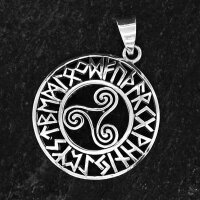 Triskele Anhänger mit Futhark Runen aus 925 Sterling Silber