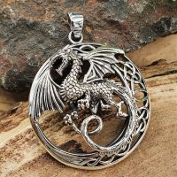 Drachen Schmuck Amulett "Nidhöggr" mit keltischen Knoten aus 925er Sterling Silber