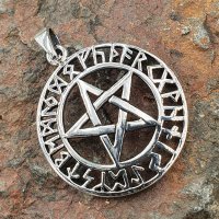 Pentagramm Anhänger mit nordischen Runen aus 925er Sterling Silber
