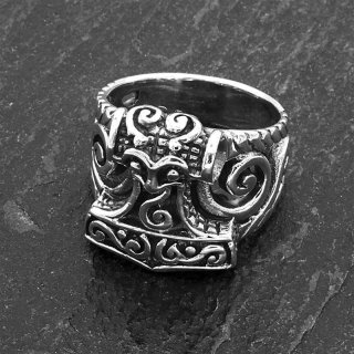 Mjölnir Thors Hammer Ring aus 925 Sterling Silber 55 (17,5) / 7 US