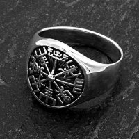 Vegvisir Siegelring mit Runen aus 925 Sterling Silber