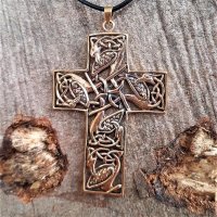 Kreuz Anhänger, verziert mit der Midgardschlange, aus Bronze