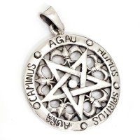 Pentagramm Anhänger "Aura Caminus Agau Humus Spiritus" aus Sterling Silber