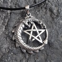 Drachen mit Pentagramm Anh&auml;nger aus 925er Sterling...