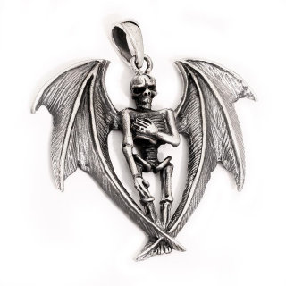Halloween Schrei Skelett Anhänger Halloween Silber Halskette (Kette +  Anhänger)