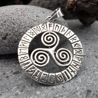 Triskele Schmuck Anhänger mit nordischen Runen aus 925 Sterling Silber