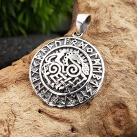 Odin auf Sleipnir Anhänger im Runenkreis aus 925 Sterling Silber