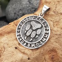 Bärenkralle im Runenkreis "ALVA" Schmuck Anhänger aus 925 Sterling Silber