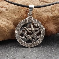 Pentagramm Anhänger umschlungen von einer Schlange aus 925 Sterling Silber
