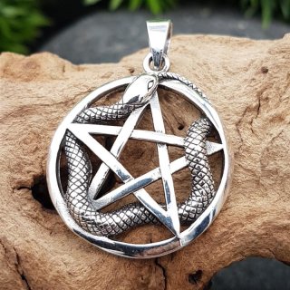 Pentagramm Amulett mit Schlange aus 925 Sterling Silber