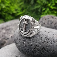 Anker Ring mit nordischen Runen aus 925 Sterling Silber 56 (17,8) / 7,6 US