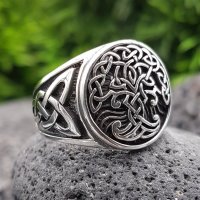 Yggdrasil Ring mit keltische Knoten aus 925 Sterling Silber