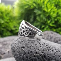 Yggdrasil Ring mit keltische Knoten aus 925 Sterling Silber 66 (21,0) / 11,4 US