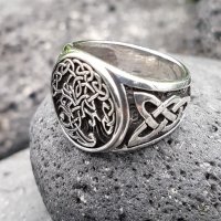 Yggdrasil Ring mit keltische Knoten aus 925 Sterling Silber 66 (21,0) / 11,4 US