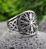 &quot;Helm of Awe&quot; Ring verziert mit keltische Knoten aus 925 Sterling Silber 54 (17,2) / 6,8 US
