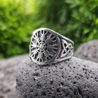 "Helm of Awe" Ring verziert mit keltische Knoten aus 925 Sterling Silber 54 (17,2) / 6,8 US