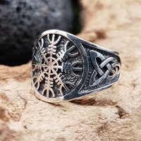 "Helm of Awe" Ring verziert mit keltische Knoten aus 925 Sterling Silber 59 (18,8) / 8,7 US