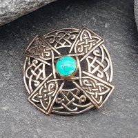 Keltisches Kreuz Fibel mit Türkis aus Bronze