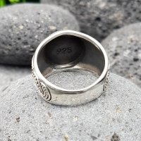Vegvisir Ring "ODEN" verziert mit der Midgardschlange aus 925 Sterling Silber 56 (17,8) / 7,6 US
