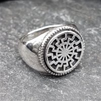Schwarze Sonne Ring aus 925 Sterling Silber