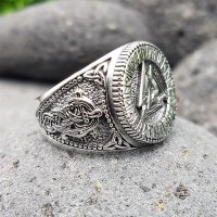 Valknut Ring verziert mit Runen und der Midgardschlange aus 925 Sterling Silber 67 (21,3) / 11,8 US