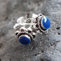 Keltische Ohrstecker mit blauem Stein aus 925er Sterling Silber