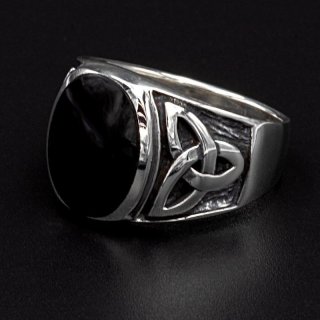 Onyx Wikinger Ring &quot;Lokis black Soul&quot; aus 925 Sterling Silber 55 (17,5) / 7 US