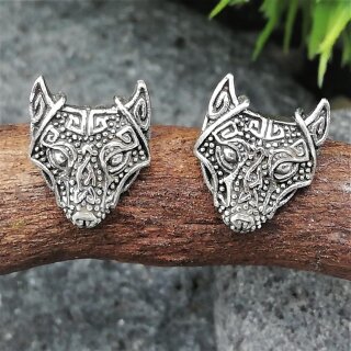 Silberohrstecker nordischer Wolf "Fenris" aus 925er Sterling Silber