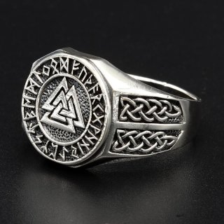 Valknut Ring verziert mit keltischen Knoten aus 925 Sterling Silber 67 (21,3) / 11,8 US