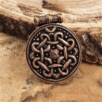 Viking shield pendant "ASGER" with spiral patterns made of bronze