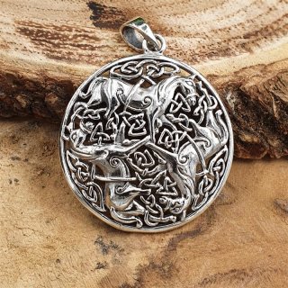Keltisches Pferde Amulett Anhänger aus 925 Sterling Silber
