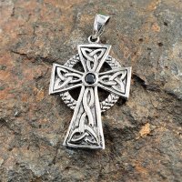 Anhänger Keltenkreuz mit schwarzen Stein - 925er...